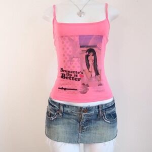y2k brunette graphic cami pink mcbling baby tee